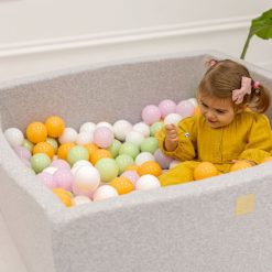 MeowBaby Mes Premiers Jouets | Piscine A Balles Carree + 200 Balles Vbto - Grise