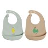 OYOY Bavoir | Lot De 2 Bavoirs En Silicone - Camel Et Gris