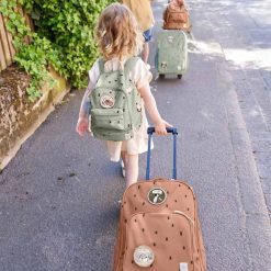 LÄSSIG Bagagerie Enfant | Valise A Roulette Happy Prints - Caramel