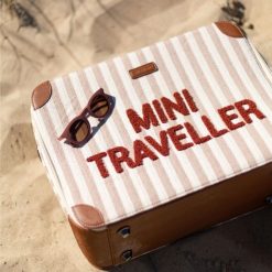 Childhome Bagagerie Enfant | Valise Mini Traveller - Rayures Nude Terracotta