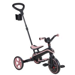 Globber Trotteur & Porteur | Tricycle Evolutif Trike Explorer Foldable 4-En-1 - Rose Pastel