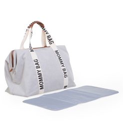 Childhome Sac A Langer | Mommy Bag Large Signature Canvas - Ecru