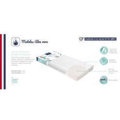 Candide Literie Bebe | Matelas Aloe Vera Dehoussable - 60 X 120 Cm - Oeko-Tex