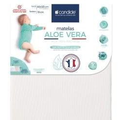 Candide Literie Bebe | Matelas Aloe Vera Dehoussable - 60 X 120 Cm - Oeko-Tex