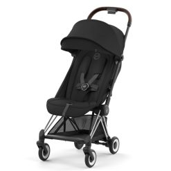 Cybex Poussette Compacte | Poussette Ultra-Compacte Coya Chassis Chrome - Sepia Black