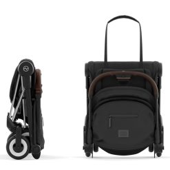 Cybex Poussette Compacte | Poussette Ultra-Compacte Coya Chassis Chrome - Sepia Black