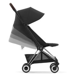 Cybex Poussette Compacte | Poussette Ultra-Compacte Coya Chassis Chrome - Sepia Black