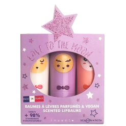 inuwet Cosmetique Enfant | Trio De Baumes A Levres Lapin To The Moon - 3 X 3,5 G