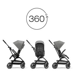 Cybex Poussette Compacte | Poussette Compacte Eezy S Twist+2 Chassis Black - Lava Grey