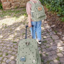 LÄSSIG Bagagerie Enfant | Valise A Roulette Happy Prints - Olive