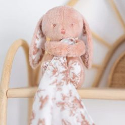 Tartine et Chocolat Doudou | Doudou Augustin Le Lapin - Toile De Jouy Rose Peche