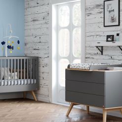 Vox Meubles Meuble Bebe | Commode Et Plan A Langer Nature - Gris