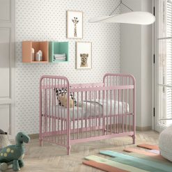 JAXX Meuble Bebe | Lit Bebe Reglable Bronxx Misty Pink Mat - 60 X 120 Cm