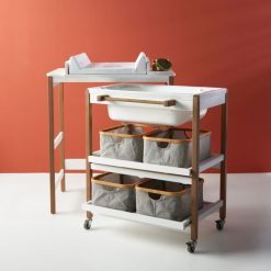 Quax Rangement | Panier En Coton Et Bambou Meuble De Bain Et Table A Langer Smart - Gris