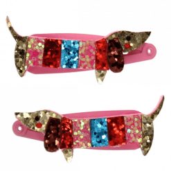 Rex London Accessoires Bebe | Lot De 2 Barrettes A Paillettes - Chien Saucisse