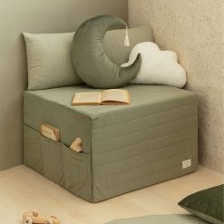 Nobodinoz Meuble Bebe | Pouf Chauffeuse Velvet - Olive Green