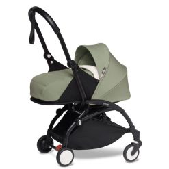 BABYZEN Poussette Combinee | Poussette Duo Yoyo Complete Chassis Noir 0+ Et 6+ Et Siege Auto Izi Go Modular I-Size Groupe 0+ Noir - Olive