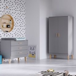 Vox Meubles Meuble Bebe | Armoire 2 Portes Lounge - Gris