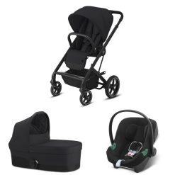 Cybex Poussette Combinee | Poussette Trio Balios S Lux Cadre Noir Nacelle S Et Siege Auto Aton B2 I-Size - Deep Black