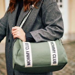 Childhome Sac A Langer | Mommy Club Signature Canvas - Vert