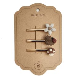 Mrs. Ertha Accessoires Bebe | Lot De 3 Barrettes - Mushroom Flower & Leaf