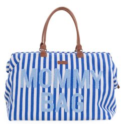 Childhome Sac A Langer | Mommy Bag Large - Rayures Bleu Electrique Bleu Clair