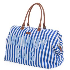 Childhome Sac A Langer | Mommy Bag Large - Rayures Bleu Electrique Bleu Clair