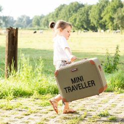 Childhome Bagagerie Enfant | Valise Mini Traveller Canvas - Kaki Et Noir