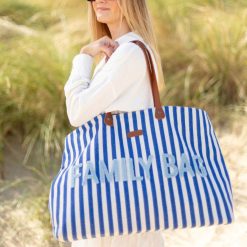 Childhome Sac A Langer | Family Bag - Rayures Bleu Electrique Bleu Clair