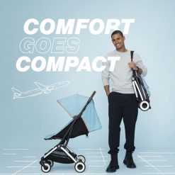 Cybex Poussette Compacte | Poussette De Voyage Ultra-Compacte Orfeo Chassis Taupe - Stormy Blue