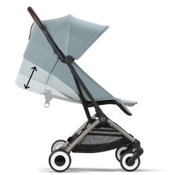 Cybex Poussette Compacte | Poussette De Voyage Ultra-Compacte Orfeo Chassis Taupe - Stormy Blue