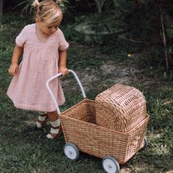 Olli Ella Mes Premiers Jouets | Landau Chariot Strolley En Rotin - Naturel