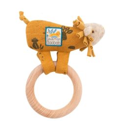 Moulin Roty Hochet | Hochet Lion Avec Anneau En Bois - Sous Mon Baobab