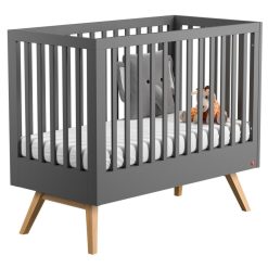 Vox Meubles Meuble Bebe | Lit Bebe Evolutif Nature Gris - 70 X 140 Cm