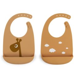 Done by Deer Bavoir | Lot De 2 Bavoirs - Silicone - Raffi Moutarde