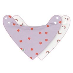 LÄSSIG Bavoir | Lot De 2 Bavoirs Bandana Happy Rascals Coeur - 0/24 Mois