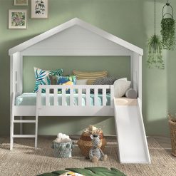 VIPACK Meuble Bebe | Lit Cabane Housebed Blanc - 90 X 200 Cm