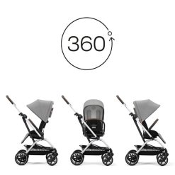 Cybex Poussette Compacte | Poussette Compacte Eezy S Twist+2 Chassis Silver - Lava Grey