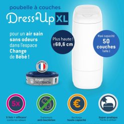 Angelcare Couche | Poubelle A Couches Dress Up Xl + 1 Recharge - Laquee Blanche