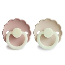 Frigg Succion | Lot De 2 Tetines Daisy Night Silicone Blush & Cream - 6/18 Mois