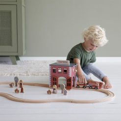 Little Dutch Mes Premiers Jouets | Extension Caserne De Pompier Circuit Train En Bois