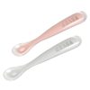 BÉABA Repas | Lot De 2 Cuilleres 1Er Age Silicone - Grey & Pink