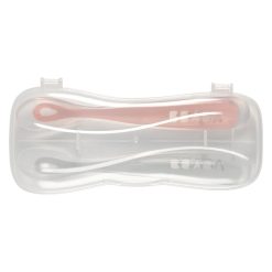 BÉABA Repas | Lot De 2 Cuilleres 1Er Age Silicone - Grey & Pink