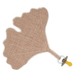 Quax Succion | Doudou Attache-Sucette Ginkgo Natural - Corail