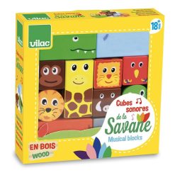 Vilac Mes Premiers Jouets | Cubes Animaux De La Savane