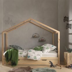 VIPACK Meuble Bebe | Lit Maison Dallas Avec Tiroir Naturel - 90 X 200 Cm