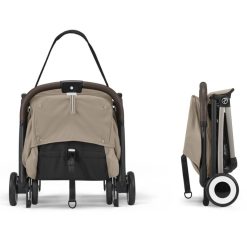 Cybex Poussette Compacte | Poussette De Voyage Ultra-Compacte Orfeo Chassis Taupe - Almond Beige