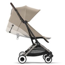 Cybex Poussette Compacte | Poussette De Voyage Ultra-Compacte Orfeo Chassis Taupe - Almond Beige