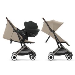 Cybex Poussette Compacte | Poussette De Voyage Ultra-Compacte Orfeo Chassis Taupe - Almond Beige