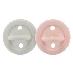 HEVEA Succion | Lot De 2 Tetines Rondes Bumi Bebe Rose & Sage - 0/3 Mois